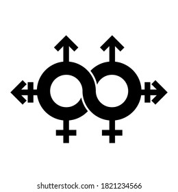 LGBT Transgender Limitless symbol, Pride, transsexual, Freedom in rainbow colors vector, Mirror of Venus and Mars arrow. 