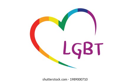 LGBT transgender rainbow color in heart shape isolated vector illustration.  LGBT concept background. LGBT pride month