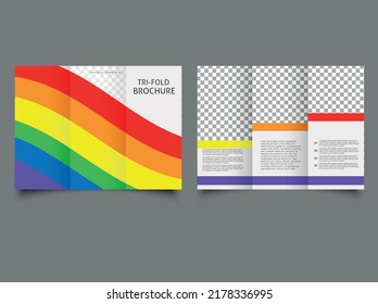 LGBT triFold brochure, equality flyer. Vector graphics for design.