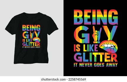 LGBT-T-Shirt und Bekleidungsdesign. Vektorgrafik, Typografie, Poster, Emblem, Festival, Stolz, Paar