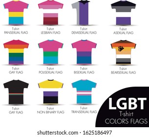 Lgbt t-shirt flags colors vector