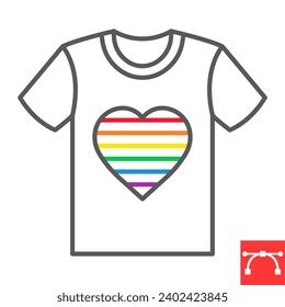 LGBT t-shirt line icon, LGBT and clothes, lgbt shirt vector icon, vector graphics, editable stroke outline sign, eps 10.