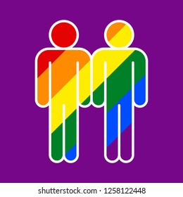 LGBT two people sign created using a six-color rainbow flag. This image created for popularize and support the LGBT community in social media. Design graphic element is saved vector illustration EPS