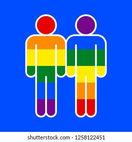 LGBT two people sign created using a six-color rainbow flag. This image created for popularize and support the LGBT community in social media. Design graphic element is saved vector illustration EPS