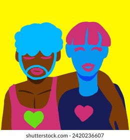 LGBT two person with heart on shirt