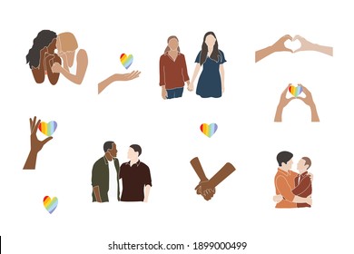 LGBT valentine's day clipart, lesbian couple, gay couple, lgbt pride