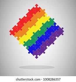 LGBT vector abstract jigsaw colorful background made from puzzle pieces.