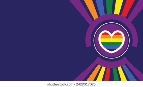 Diseño de fondo de banner vectorial LGBT . Plantilla de póster gráfico de Orgullo con colores lgbt, patrón abstracto y forma de corazón. 