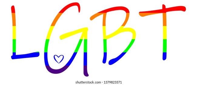 LGBT vector design. Composition with LGBT text in rainbow flag colours. LGBT pride flag, rainbow flag in the background. Drawing LGBT letters. Lesbian, Gay, Bisexual, Transgender community concept