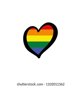 LGBT Vector Flag Inside heart shape graphic element Illustration template design