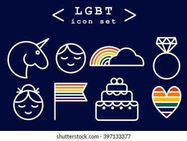 LGBT vector icon set. Modern flat style.