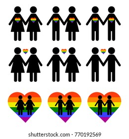 LGBT vector  icons set on white background. Vector rainbow.  LGBT rights symbols. Homosexual love.