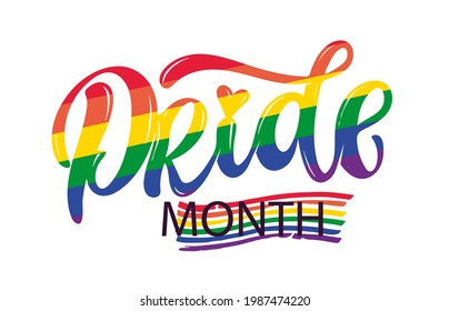 LGBT vector illustration set. Concept for pride community. Happy Pride day, Love is Love hand drawn modern lettering quote. Festival slogan. Design for poster, flyer, card, banner, web.