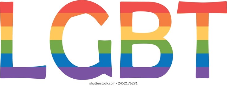 LGBT vector typography banner stock illustration, Pride flag colours text word, icon