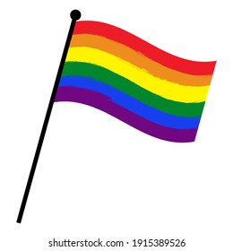 Lgbt waving flag. Gay and lesbian vector symbol. Official pride sign in rainbow colors. Great for tolerance banner or love freedom design. Illustration isolated on white.