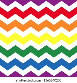 LGBT zigzag stripe seamless pattern of lesbian, gay, bisexual and transgender. Rainbow color wave shapes on white background. Geometric curve line wallpaper.