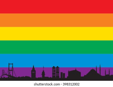 Lgbti Color of Istanbul silhouette. Pride in Turkey 2016.