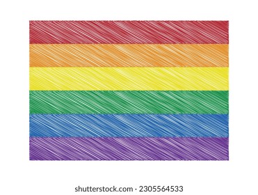 Lgbtiq+ flag made with lines and drawings.