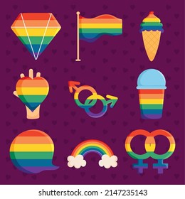 lgbtiq y conjunto de iconos de orgullo