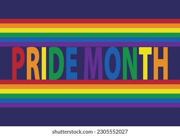 Lgbtiq+ pride month poster background with flag.