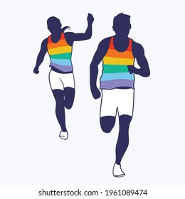 LGBTQ athletics. LGBT community competitions. The symbol of equality and struggle in minority community sports athletics running competition. Representation