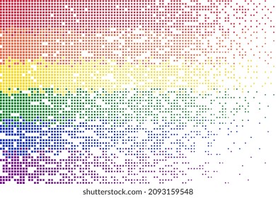 Lgbtq background. Lgbt flag, rainbow colorful pixelated banner. Modern bright square collecting poster. Equality, humanity and unity recent vector concept