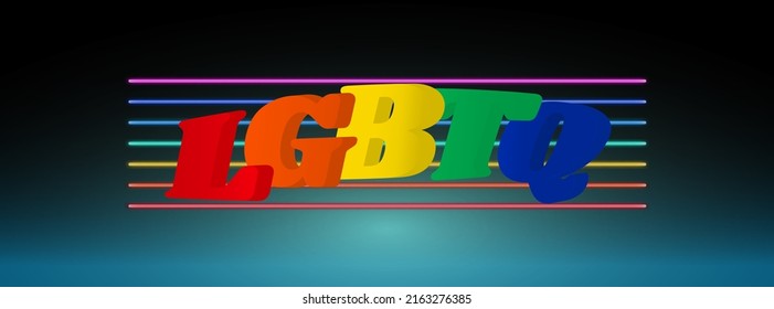 lgbtq banner with neon style flag