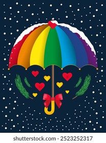 LGBTQ+ Christmas Celebration Rainbow Umbrella of Love and Festive Spirit