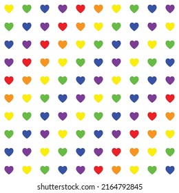 Fondo del patrón de corazones de color LGBTQ+. El color oficial correcto del símbolo multisexual.
