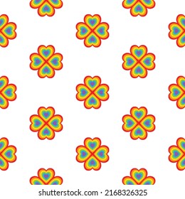 LGBTQ+ color hearts pattern background. The official correct color of the multi-sexual symbol.