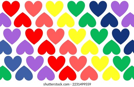 LGBTQ colorful heart pattern background, LGBTQ replete pattern