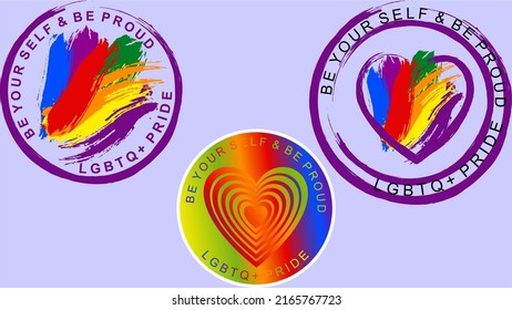 LGBTQ colorful stickers pack illustration. vector format, rainbow colors