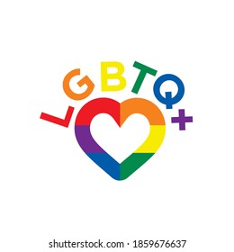 Lgbtq colors with heart, title.
Lgbtq color design, vector illustration. Gay, lesbian, bisexual, homosexual, transgender people concepts.