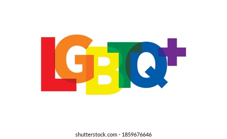 Lgbtq colors typography lettering. Lgbtq color design, vector illustration. Gay, lesbian, bisexual, homosexual, transgender people concepts.