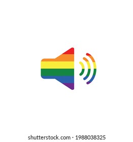 LGBTQ coming out, speaker, free love, flag, support, stop homophobia, LGBT rights, pride day simple  icon vector illustration