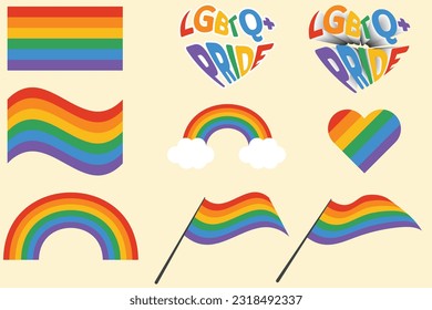 LGBTQ+ Community, Pride Month Celebration, Icon Set Sign, Vector Illustration