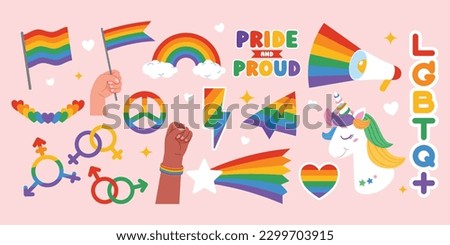 LGBTQ+  Community, Pride Month Celebration, Icon Set Sign, Vector Illustration