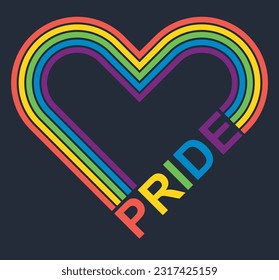  LGBTQ community pride month poster. Vector illustration rainbow striped heart 