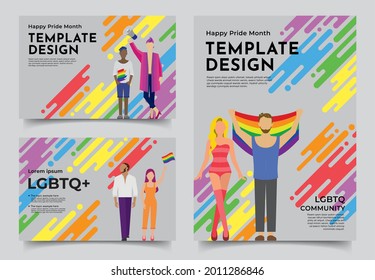 LGBTQ+ Community, Set of Gender Diversity Flat Character Design. Template design elements set for bookcover, corporate report, poster, and flyer