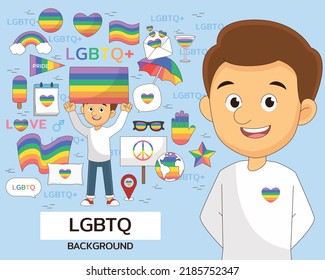 LGBTQ concept background. Flat icons.