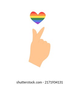 Lgbtq diversity rainbow pride concept vector isolated illustration. Pride month. Love sign with rainbow heart. Happy pride day lgbtq print. Love is love.