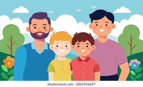 LGBTQ Family Portrait in Garden