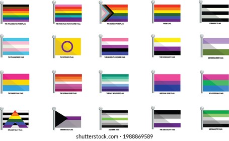 Lgbtq Flag Icons Use Support Educate Stock Vector (Royalty Free ...