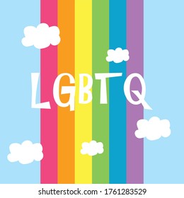 LGBTQ flag. Pride day concept with clouds.