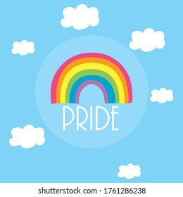 LGBTQ flag. Pride day concept with clouds.