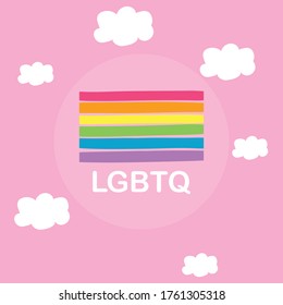 LGBTQ flag. Pride day concept with clouds.