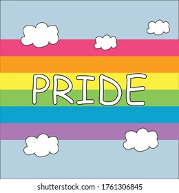 LGBTQ flag. Pride day concept with clouds.