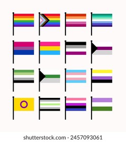 LGBTQ Flags Lesbian Gay Bisexual Trans Queer Pride Vector