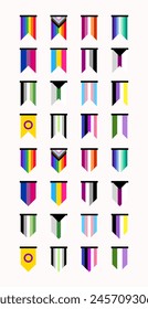 LGBTQ Flags Lesbian Gay Bisexual Trans Queer Pride Vector