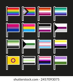 LGBTQ Flags Lesbian Gay Bisexual Trans Queer Pride Vector